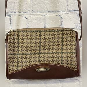 VINTAGE Esprit Brown Tan Houndstooth Small Classic Y2K Crossbody Shoulder Purse